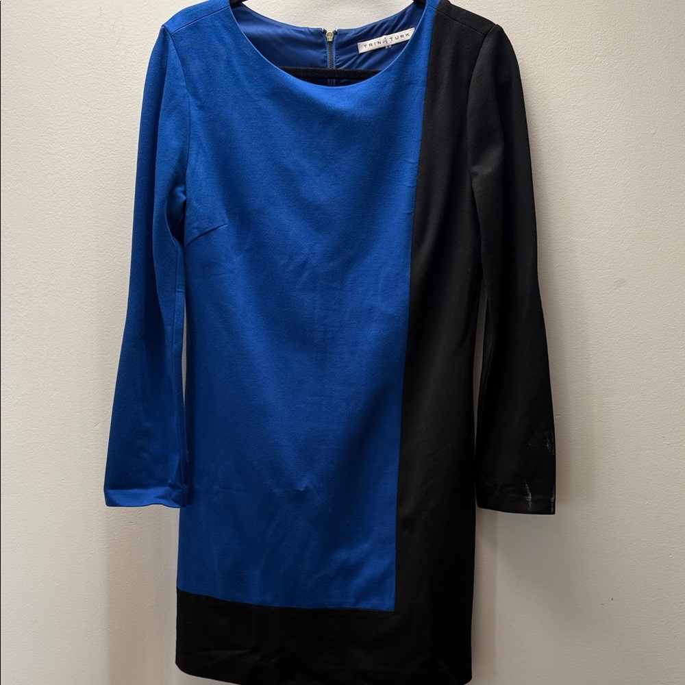 Trina Turk Blue & Black Colorblock Sheath Dress Size 8